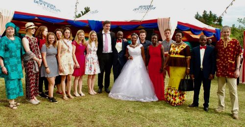 Wedding party with some of the guests