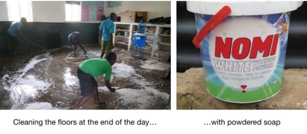 using soap to clean classrooms