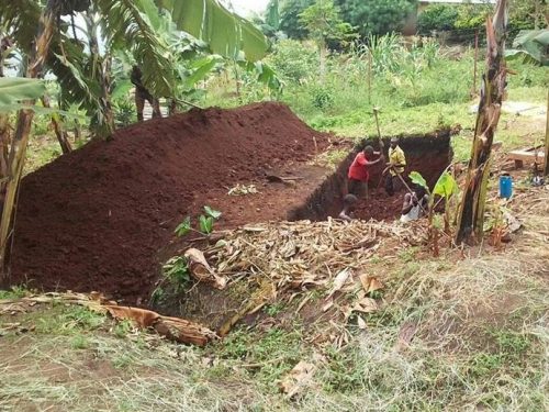 excavating latrine block