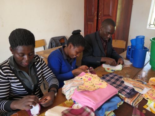 Uphill teachers hand sewing washable sanitary pads