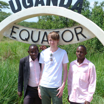 uphill trustee Shaun Macdonald with uphill junior school founders in 2015