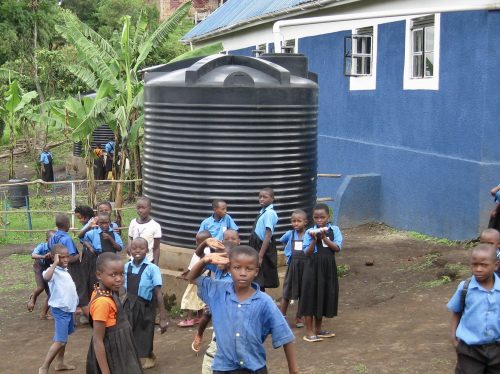 rain water harvesting tanks at uphill junior school in uganda
