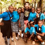 Uphill Junior School pupils with a volunteer