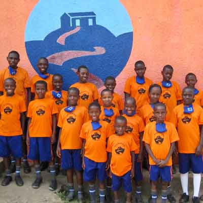 A group of Ugandan primary school children at Uphill Junior School in Uganda