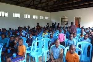 pupils in the new dining hall