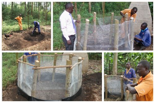 Building a compost bin for a compost toilet project at an Ugandan school