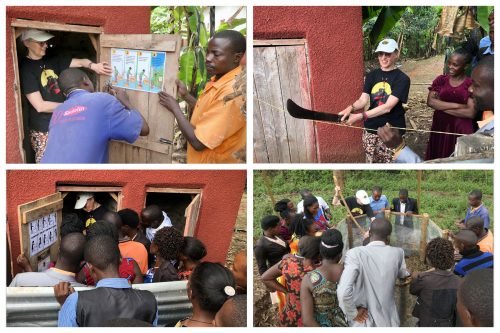 Opening the retrofitted compost toilets in an Ugandan school