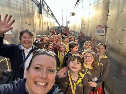 Newport Brownies and their leaders on the Tay Road Bridge Sponsored Walk