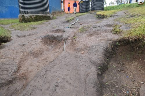soil erosion caused by rainwater and many feet
