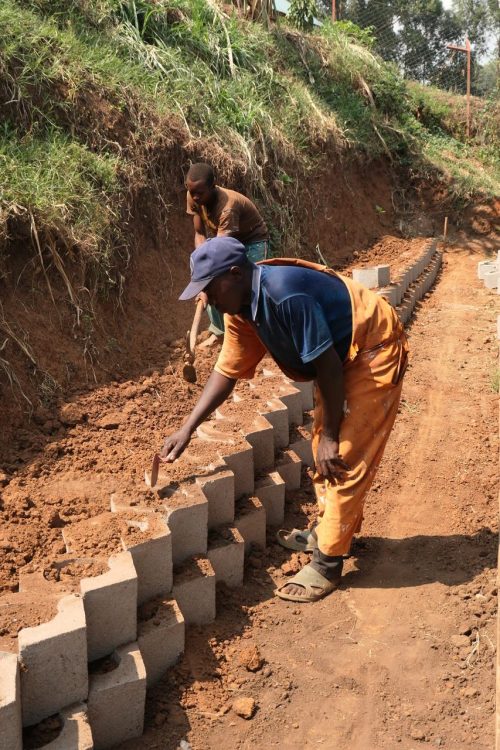 building retaining walls on the uphill school site