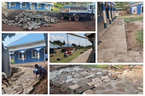 flat paving stones used to create pathes and control soil erosion at uphill junior school erosion